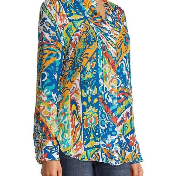 Robert Graham Gabriela Mosaic Tile Printed Shirt  (T3) - Picture 5 of 10